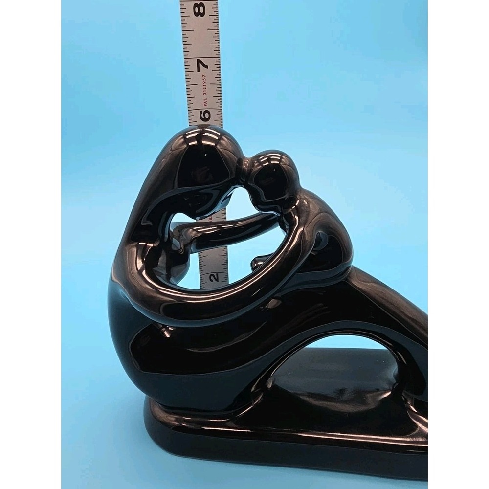 Black Resin Abstract Sculpture Mother & Child Modern Art Made in Thailand - Picture 6 of 6